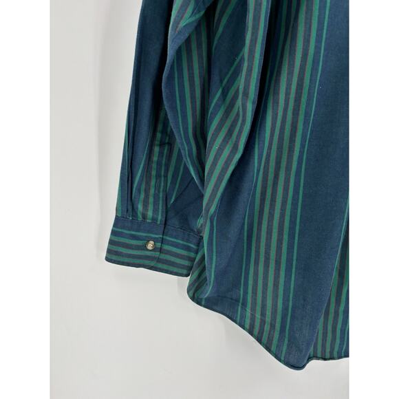McGregor Classics Button Down Shirt Mens 2XL XXL Blue Green Striped Long Sleeves - Picture 13 of 16